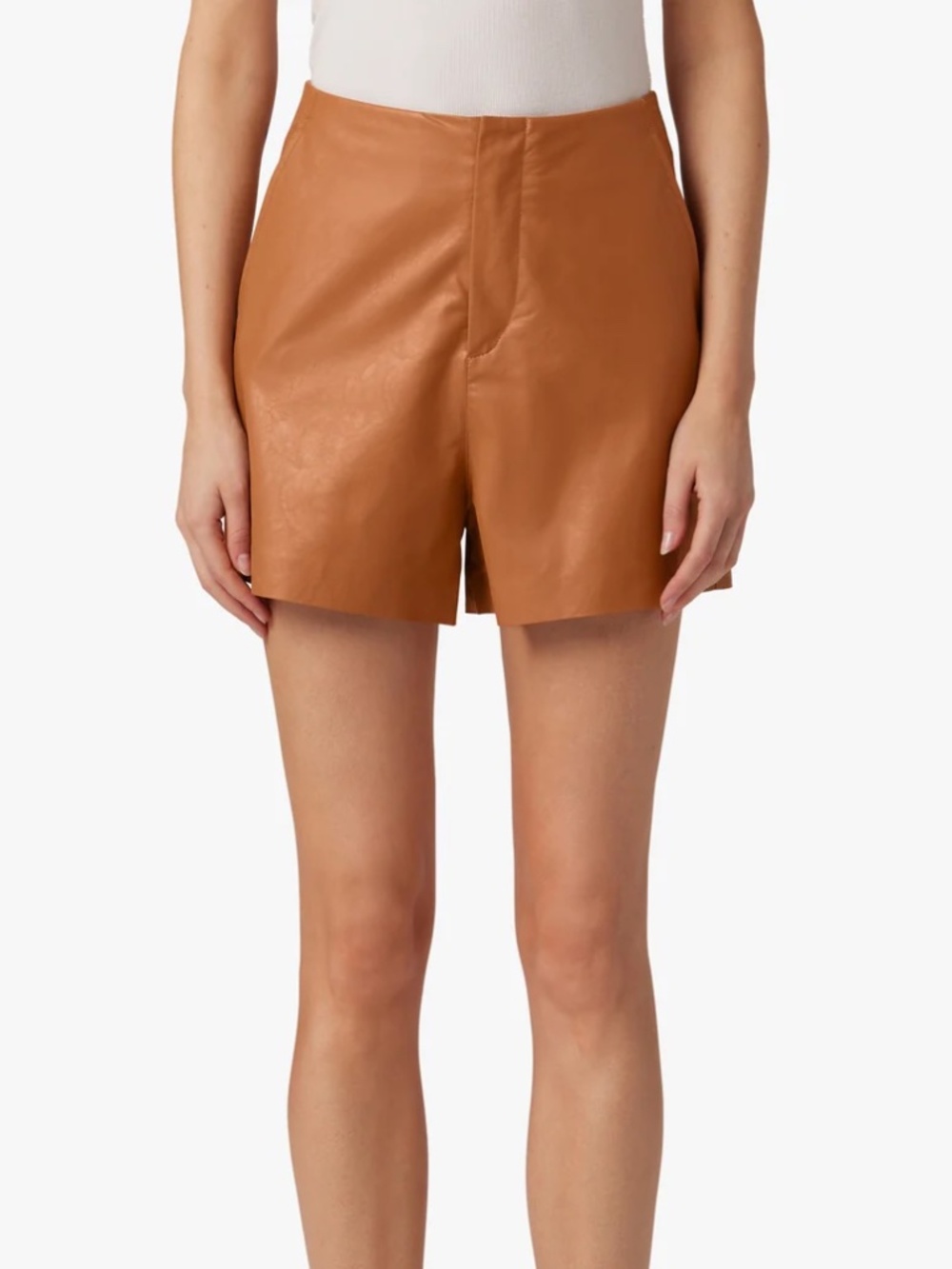 JOE'S JEANS THE JOHNNIE VEGAN LEATHER SHORT in ALMOND- Size 4